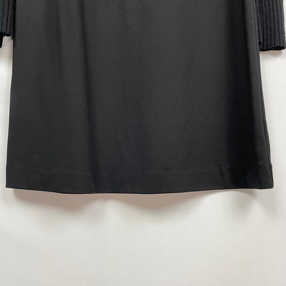 Loft Mixed Material Dress Sz 12 Black Ribbed Knit Wool Rabbit Hair Sweater - Picture 4 of 11